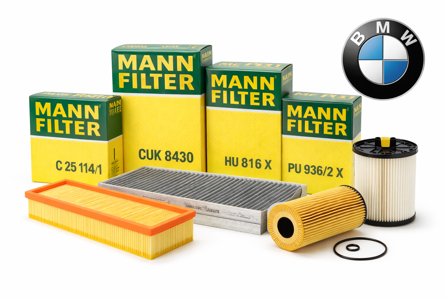 Kit Revizie BMW 2.0 Diesel N47 (116d, 118d, 120d, 316d, 318d, 320d) – Filtre Aer, Ulei, Combustibil + Polen Carbon