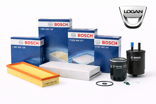 Kit Revizie BOSCH Dacia Logan 1.6 MPI 84CP (K7M) – Filtre Aer, Ulei, Combustibil + Polen